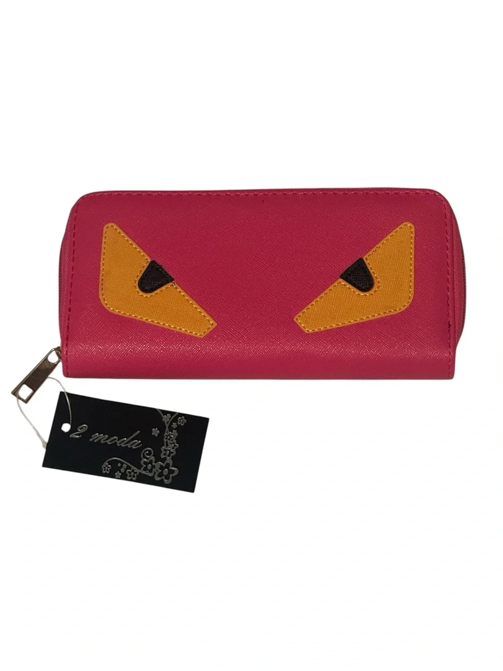 Pink Zip-Around Wallet with Yellow Accent Eyes 👀 NWT